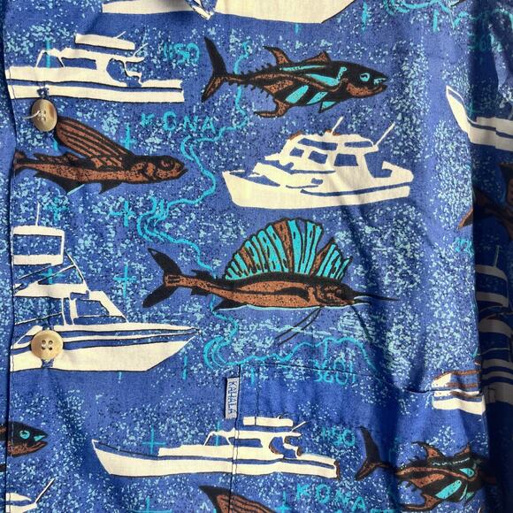 Kahala Hawaiian Islands‎ Shirt Men's XL Blue Boat Swordfish 100% Cotton (D472) - Picture 6 of 7